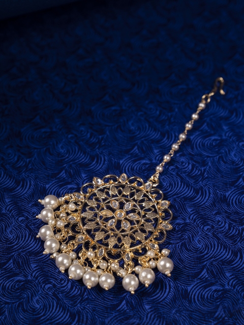 

Shoshaa 22KT Gold-Plated & Off-White Kundan-Studded Maang Tika