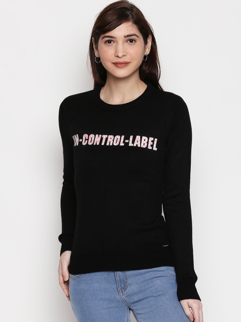 

Manola Women Black & White Printed Pullover Sweater