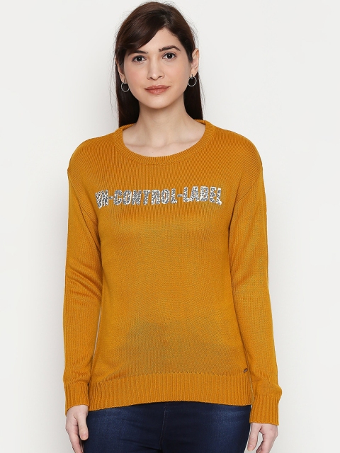 

Manola Women Mustard Yellow Printed Pullover Sweater