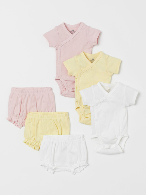 

H&M Infant Kids White & Navy Blue 6-piece Sustainable Jersey Set