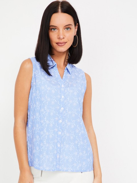 

Fame Forever by Lifestyle Women Blue Regular Fit Self Design Casual Shirt