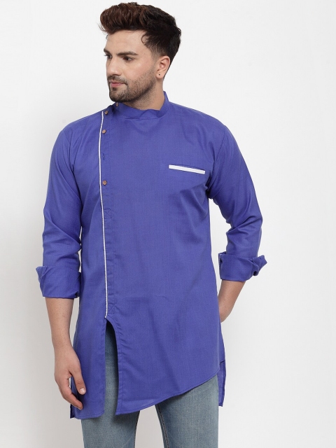 

Benstoke Men Blue Solid Straight Designer Kurta
