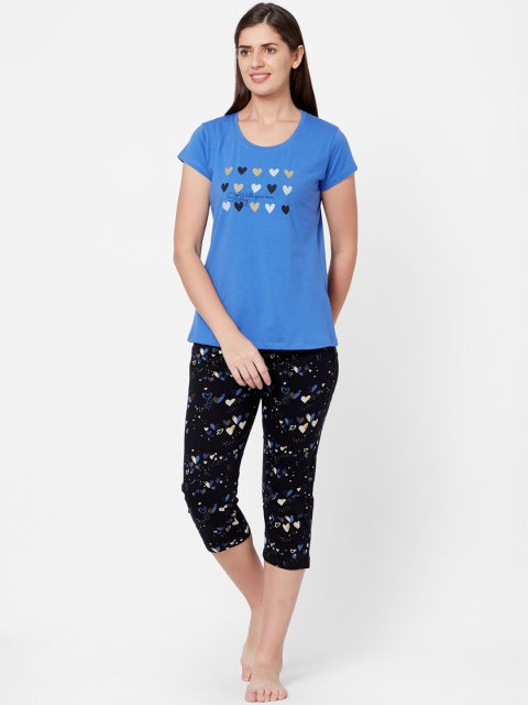 

Juliet Women Blue & Black Printed Night suit