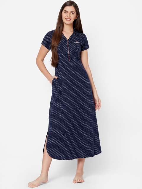 

Juliet Navy Blue & White Printed Nightdress