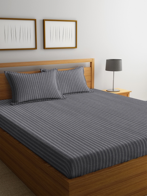 

Cortina Grey Solid 210 TC Cotton 1 King Bedsheet with 2 Pillow Covers
