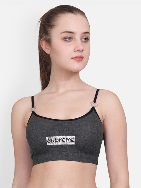 

Golden Girl Charcoal Grey Printed Non-Wired Lightly Padded Sports Bra Supreme_D.Grey_30C