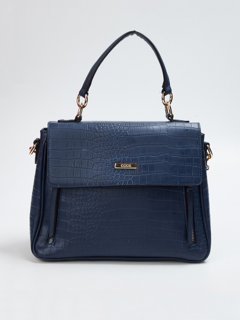 

CODE by Lifestyle Navy Blue Animal Textured Handheld Bag