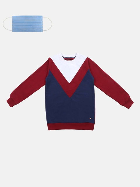 

Lil Tomatoes Boys Navy Blue & White Colourblocked Pullover