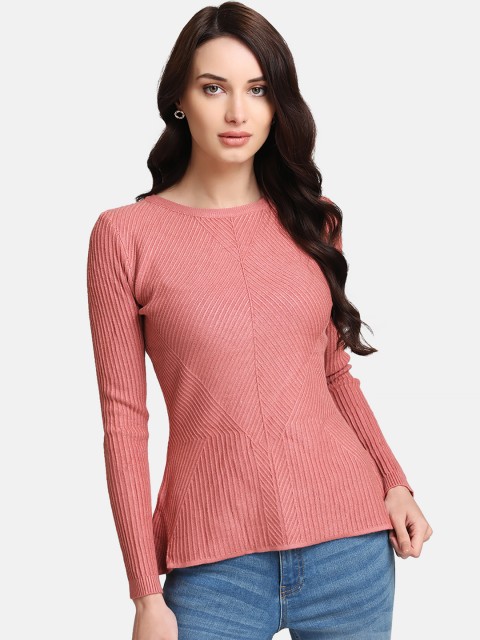 

Kazo Women Pink Striped Pullover Sweater
