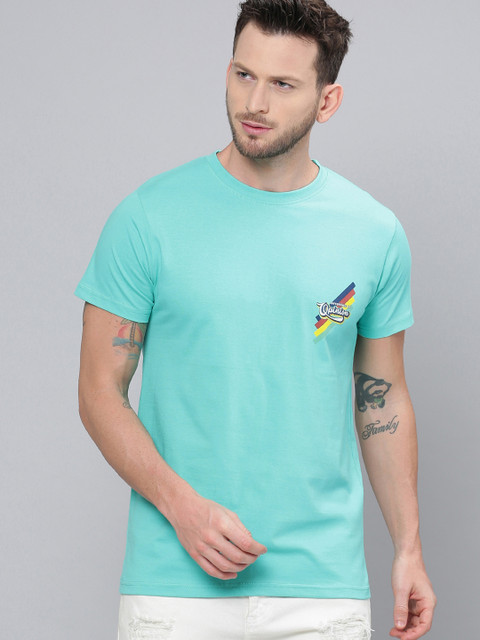 

Difference of Opinion Men Sea Green Solid Round Neck Pure Cotton T-shirt