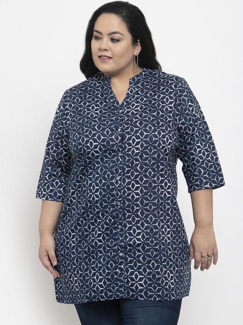 

plusS Women Blue Printed Tunic