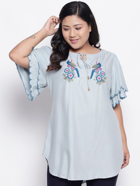 

Amydus Women Blue Embroidered Top
