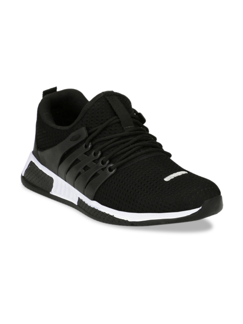 

Mactree Men Black Mesh Mid-Top Walking Shoes