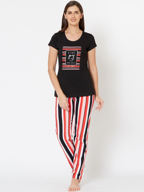 

Juliet Women Black & Red Printed Night suit