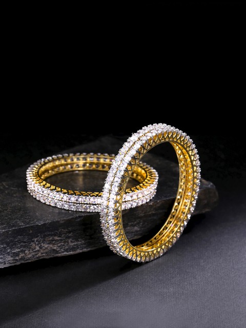 

Yellow Chimes Set Of 4 Gold-Plated White AD-Studded Handcrafted Bangles