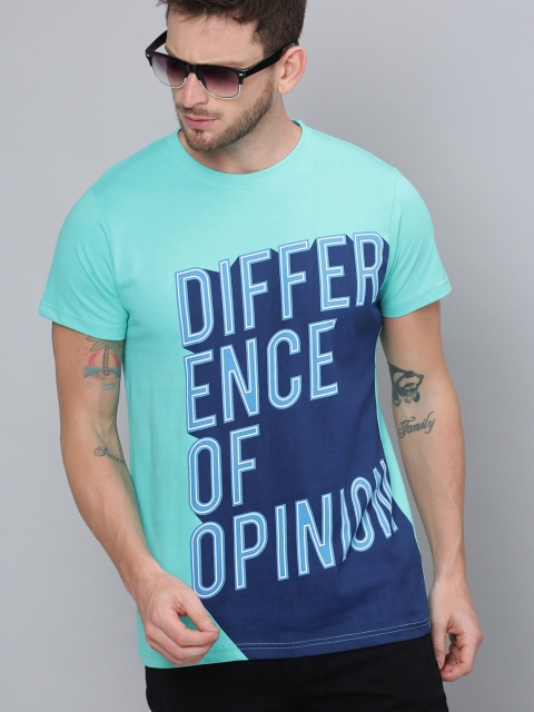 

Difference of Opinion Men Teal Printed Round Neck T-shirt