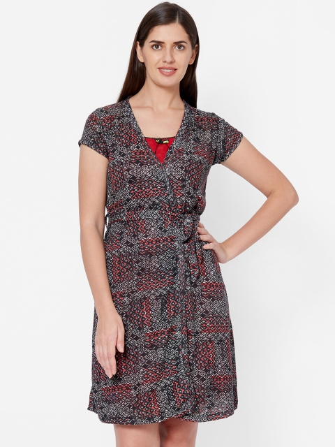 

Juliet Red & Black Printed 2 Piece Nightdress