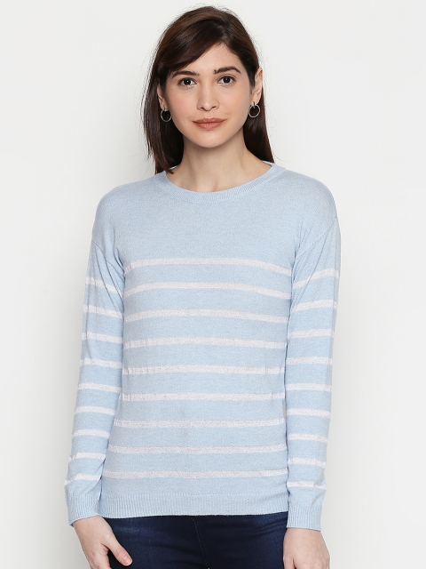 

Manola Women Blue & White Shimmer Striped Top