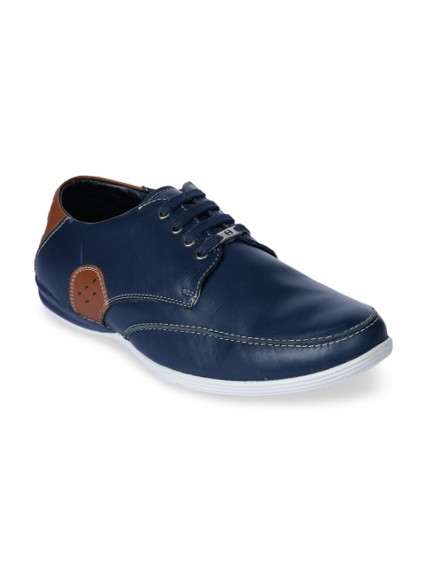 

Liberty Men Navy Blue Solid Leather Derbys
