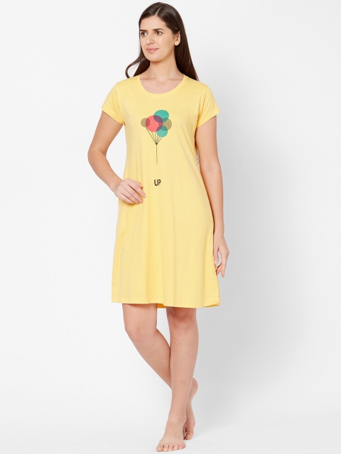 

Juliet Yellow & Green Balloon Print Pure Cotton Sleep Shirt