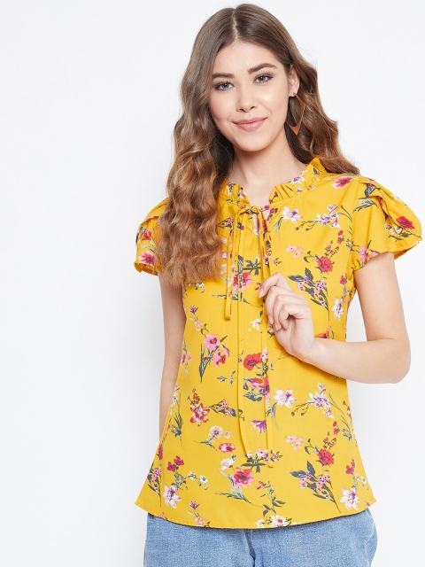 

Berrylush Women Yellow Floral Printed Top
