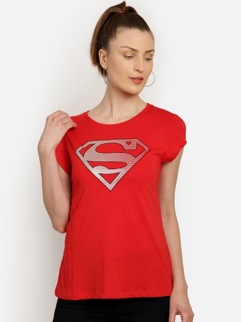 

Free Authority Women Red Superman Logo Print T-shirt