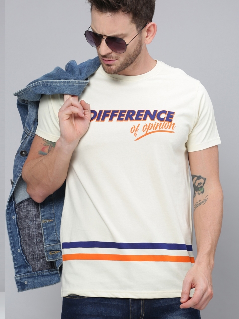

Difference of Opinion Men Off-White Printed Round Neck T-shirt