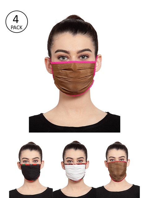 

Masaba Unisex Pack Of 4 Printed 1-Ply Reusable Cloth Mask, Brown