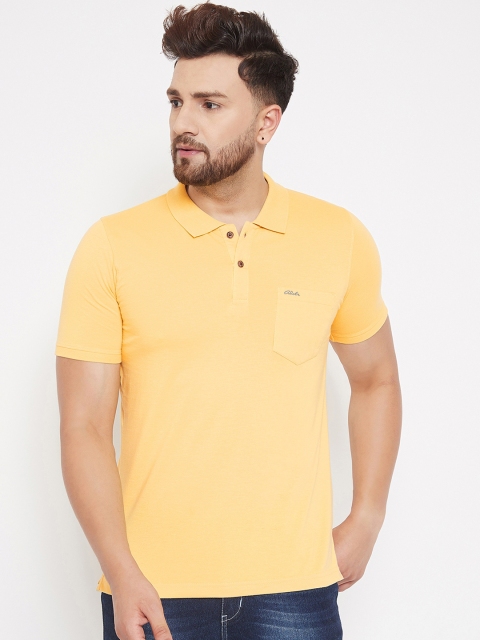 

Adobe Men Yellow Solid Polo Collar T-shirt