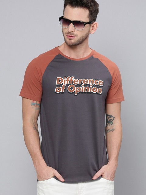 

Difference of Opinion Men Grey Colourblocked Round Neck T-shirt