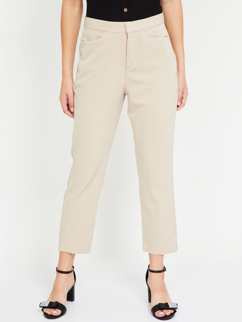 

CODE by Lifestyle Women Beige Regular Fit Solid Peg Trousers