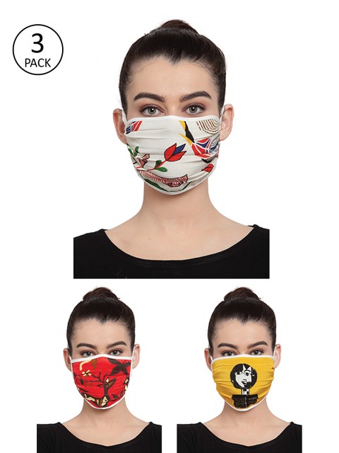 

Masaba Unisex Pack Of 3 Printed 1-Ply Reusable Cloth Mask, Multi
