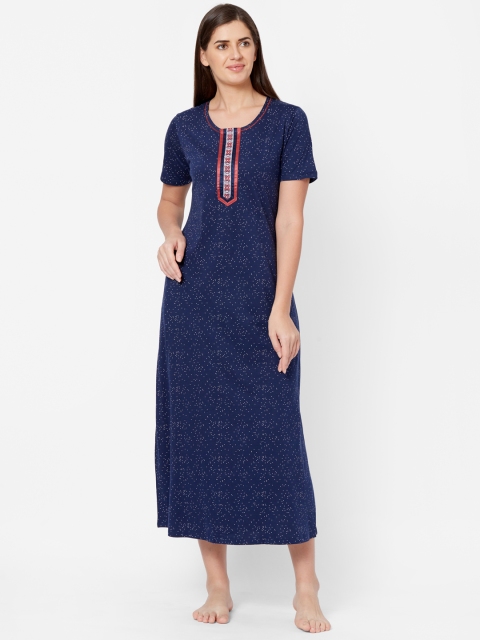 

Juliet Navy Blue Printed Nightdress