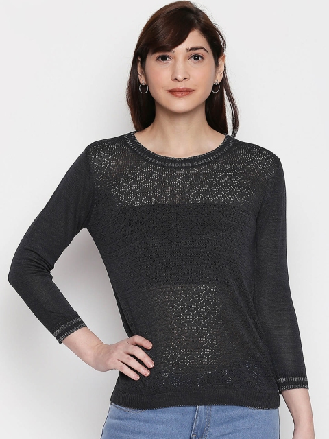 

Manola Women Charcoal Grey Semi Sheer Top