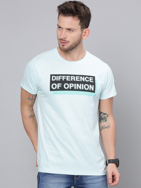 

Difference of Opinion Men Blue Printed Round Neck Pure Cotton T-shirt