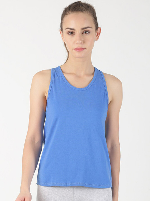 

Soul Space Women Blue Solid Tank Pure Cotton Top