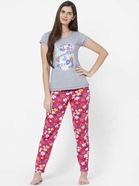 

Juliet Women Grey & Pink Printed Night suit