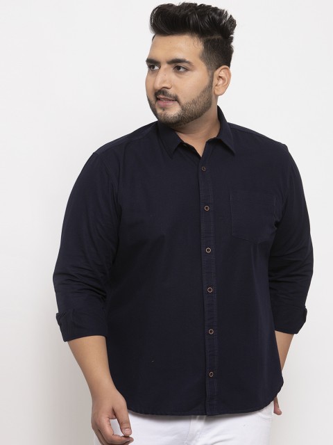 

plusS Men Navy Blue Regular Fit Solid Casual Shirt