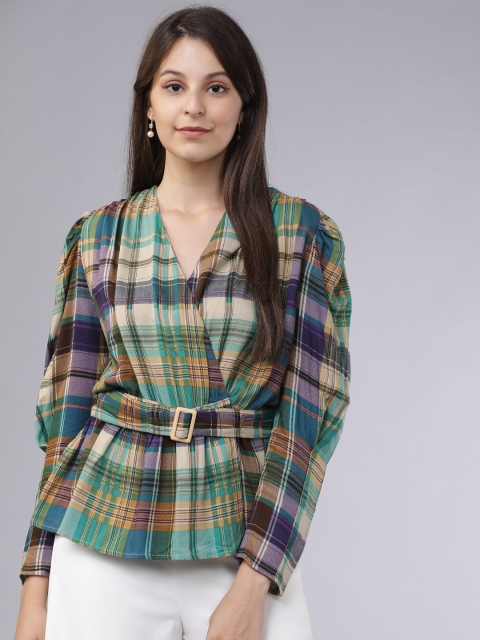 

Tokyo Talkies Women Multicoloured Checked Top, Multi