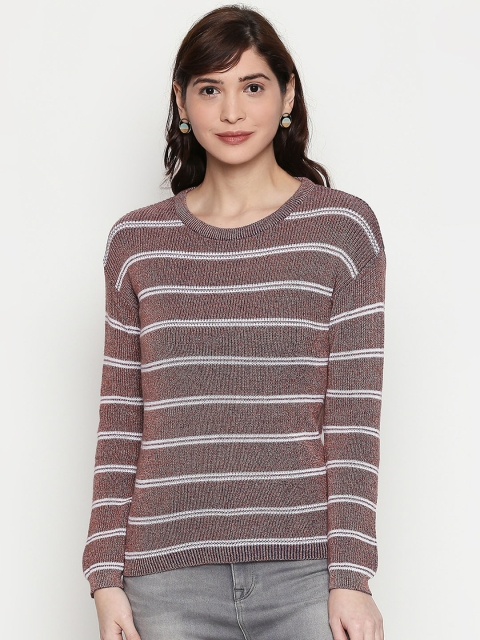 

Manola Women Brown & White Striped Pullover Sweater