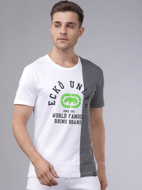 

Ecko Unltd Men White & Black Brand Logo T-shirt