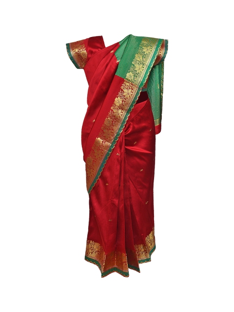 

Wish Karo Maroon & Green Art Silk Woven Design Ready to Wear Kanjeevaram Saree