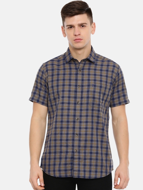 

Classic Polo Men Grey & Blue Regular Fit Checked Casual Shirt
