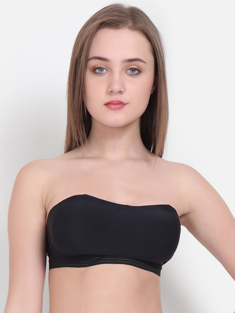 

Golden Girl Black Solid Non-Wired Lightly Padded Bandeau Bra T.P Tube