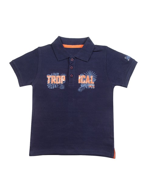 

armure Boys Navy Blue Printed Polo Collar T-shirt