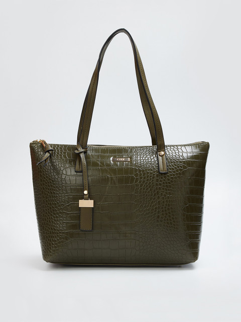 

CODE by Lifestyle Olive Green Animal Textured Shoulder Bag