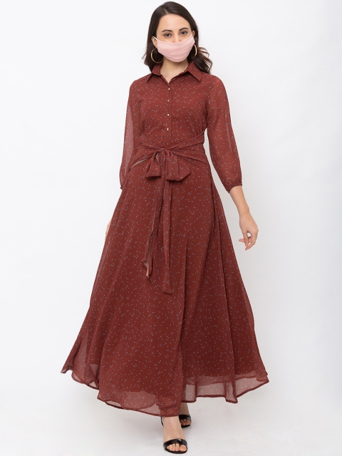 

Iti Women Brown Printed Maxi Dress