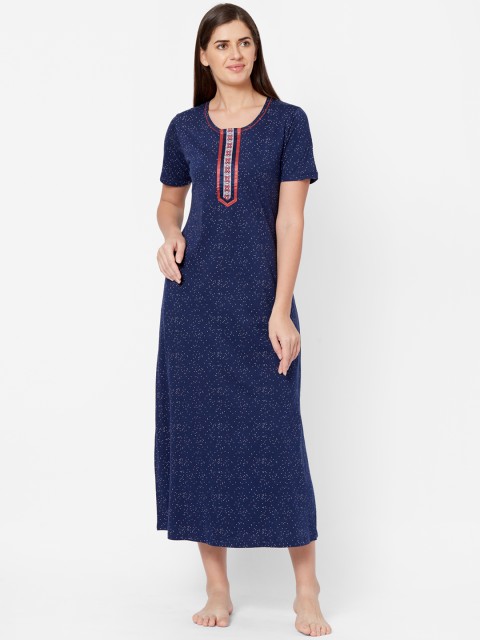 

Juliet Navy Blue Printed Nightdress