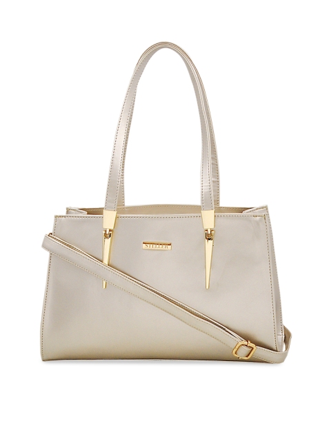 

STELLER Gunmetal-Toned Solid Handheld Bag, Metallic