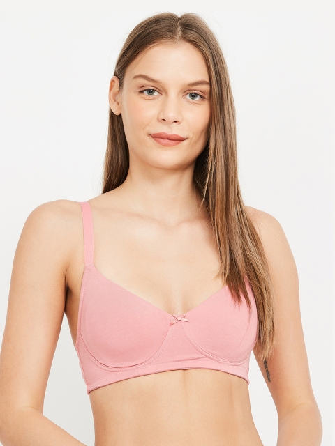 

Ginger by Lifestyle Pink Solid Non-Wired Non Padded Balconette Bra 8907362200548